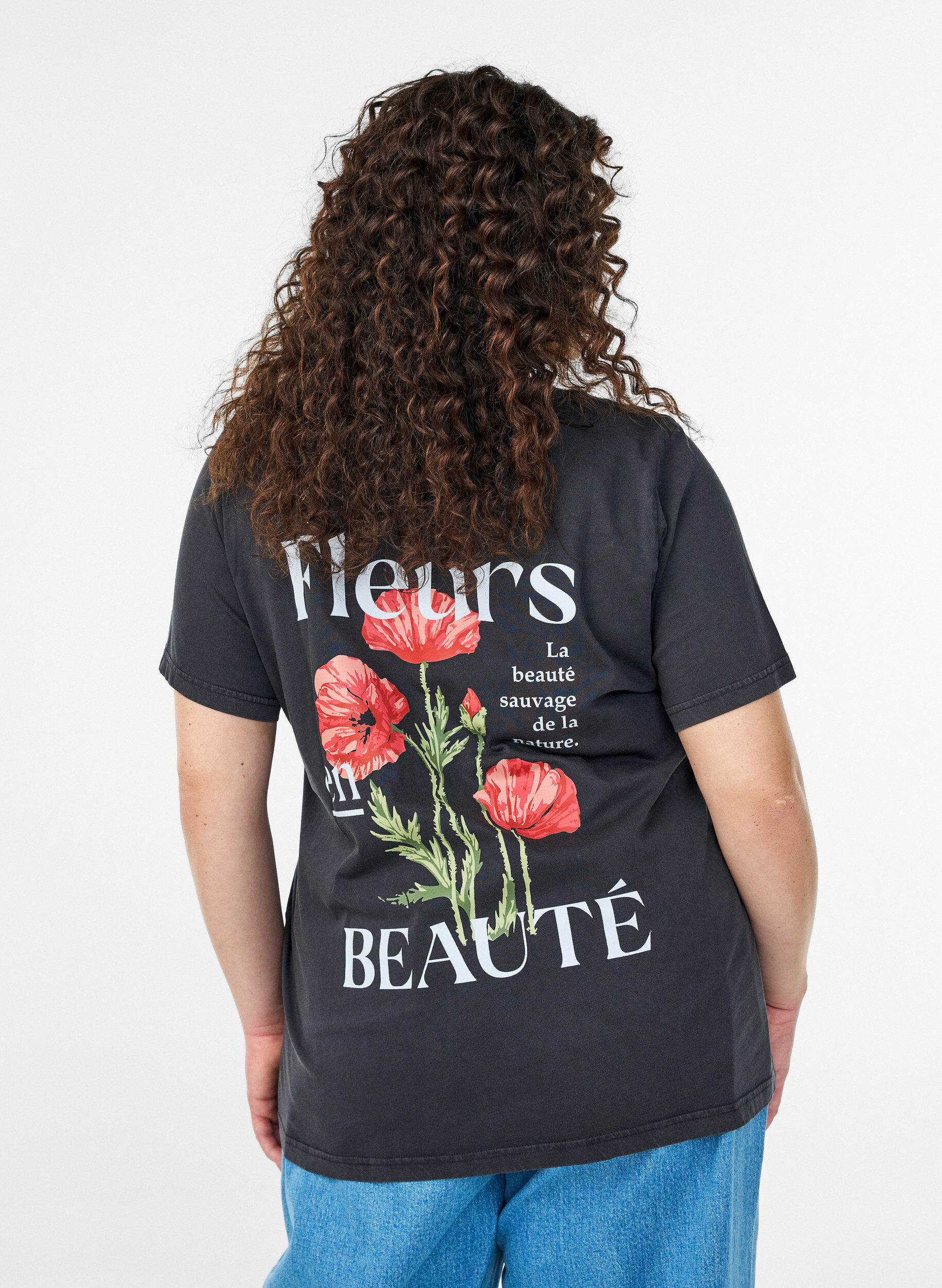 Zizzi T-Shirt aus Baumwolle mit Print auf Vorder- und R&uuml;ckseite, 9991, Model image number 2