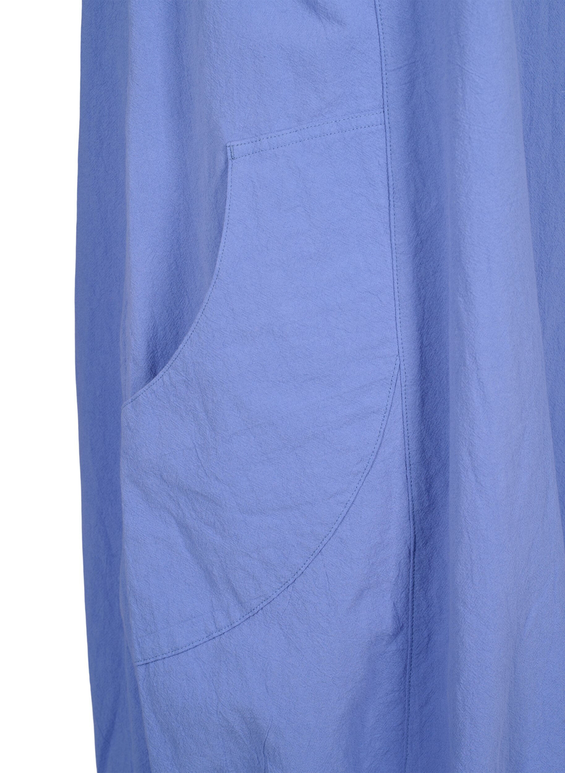 Zizzi Kurzarm Kleid aus Baumwolle, Blau, Packshot image number 3