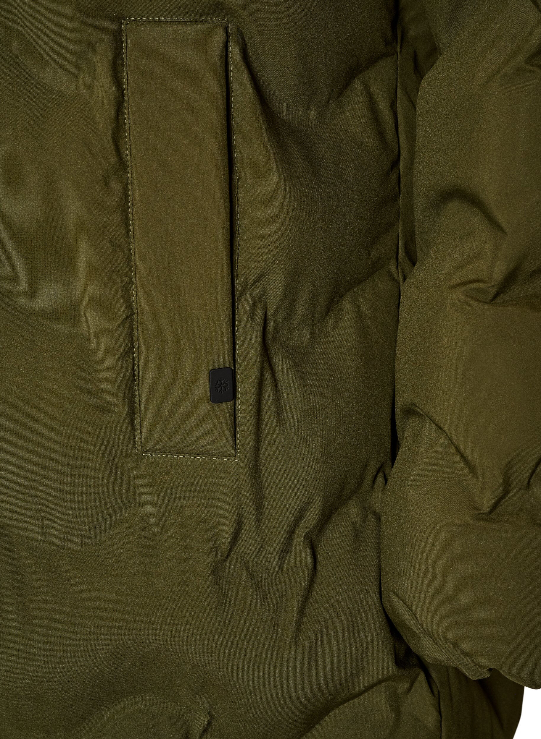 ZizziDoudoune longue &agrave; capuche avec motif vagues, Vert Kaki, Packshot image number 3