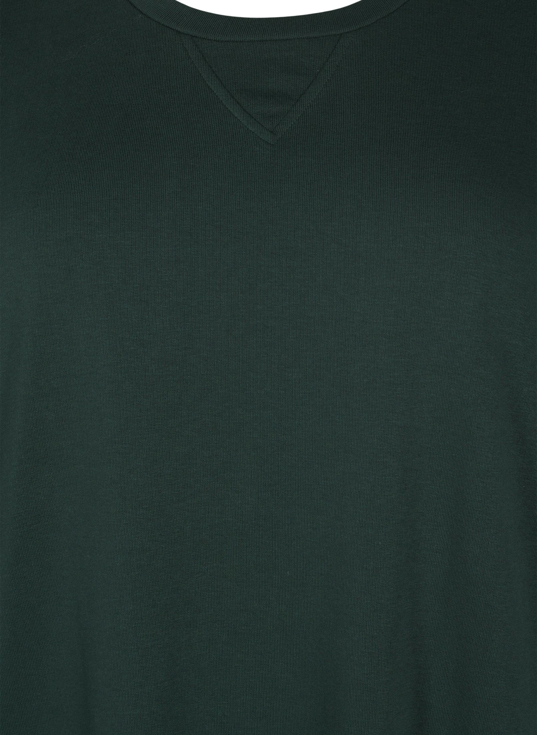 Zizzi Robe sweat en coton avec des poches, Vert fonc&eacute;, Packshot image number 2