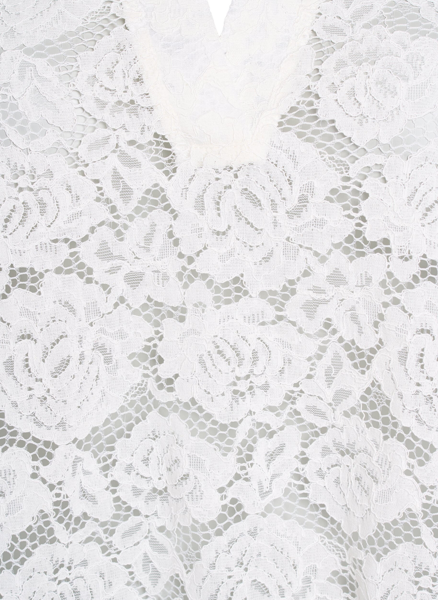 Zizzi Chemisier en dentelle avec un col et un d&eacute;collet&eacute; en V, Vanille, Packshot image number 2