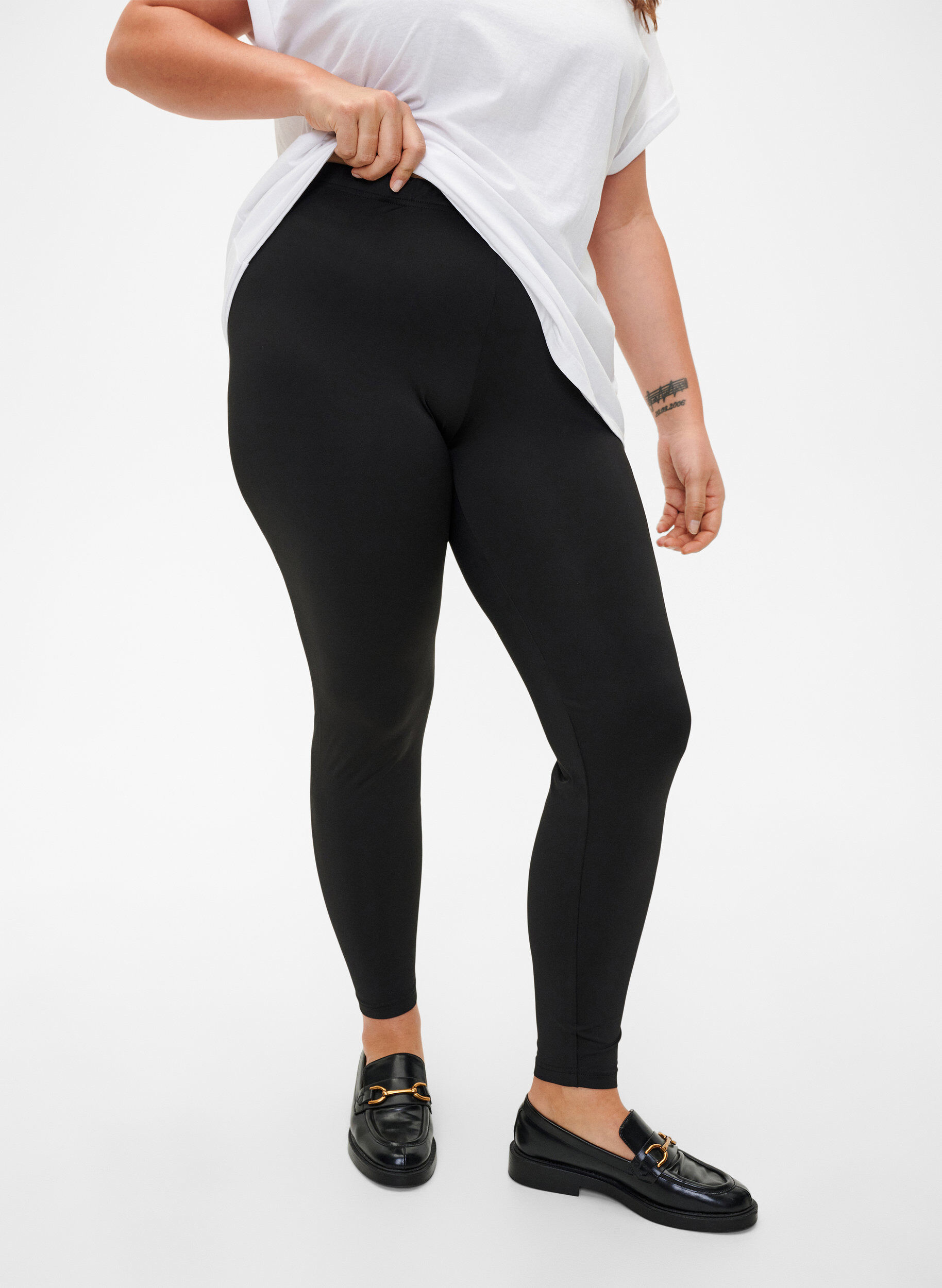 Zizzi 2-pack Basic Leggings, Schwarz, Model image number 0