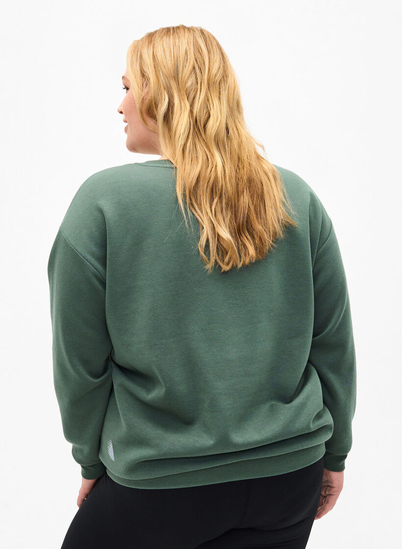 Sweatshirt mit Frottee-Schriftzug, Gr&uuml;n, Model image number 2