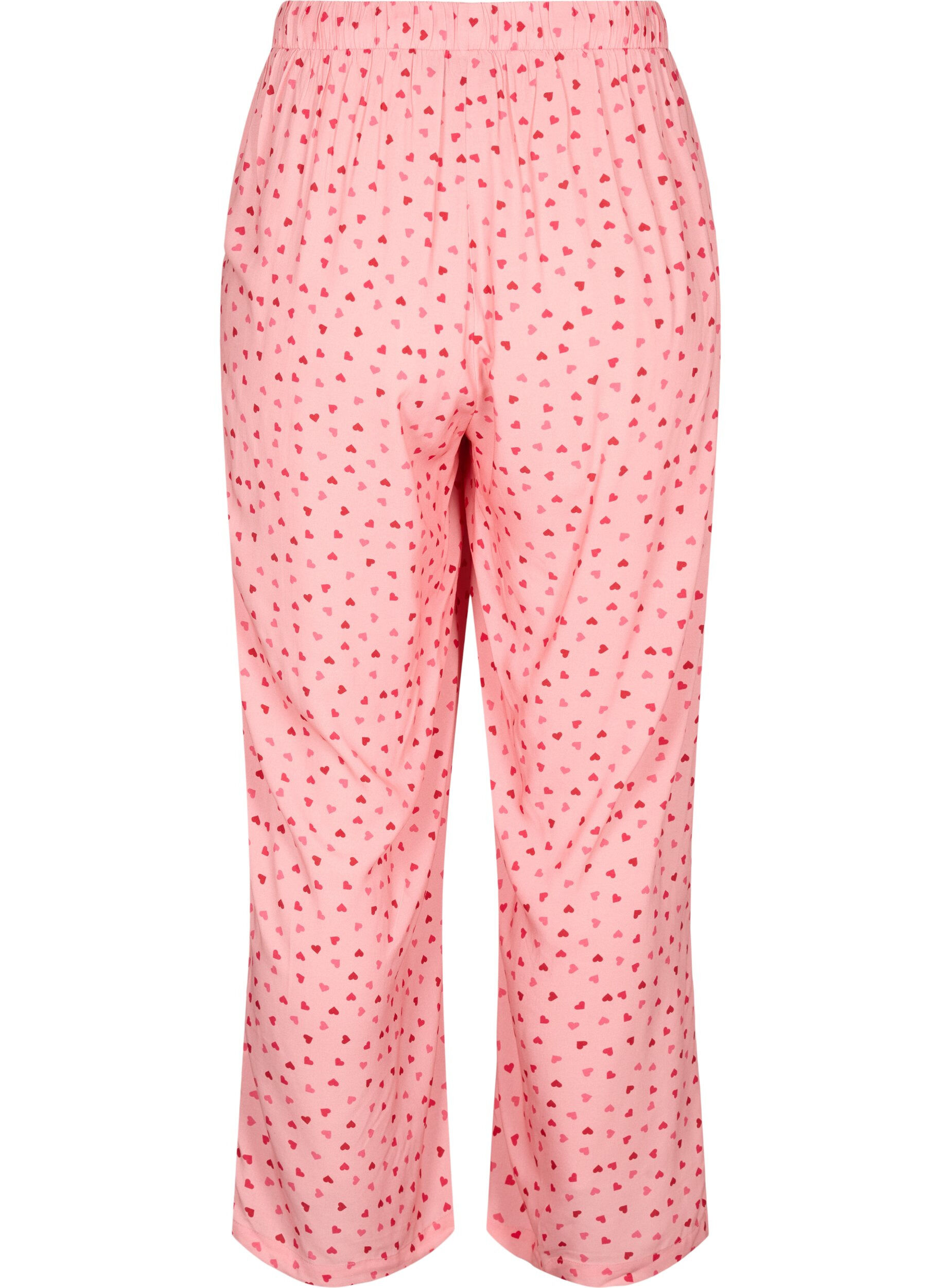 Zizzi Lockere Hose aus Viskose mit Allover-Druck, Pink Icing W. hearts, Packshot image number 1