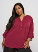 Blouse en mousseline de coton avec broderie anglaise, Rouge, Model image number 0