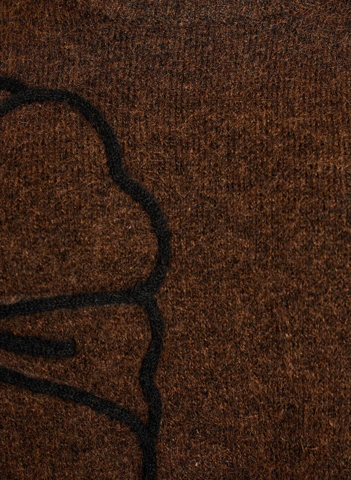 Robe pull avec grande fleur appliqu&eacute;e, Marron, Packshot image number 2