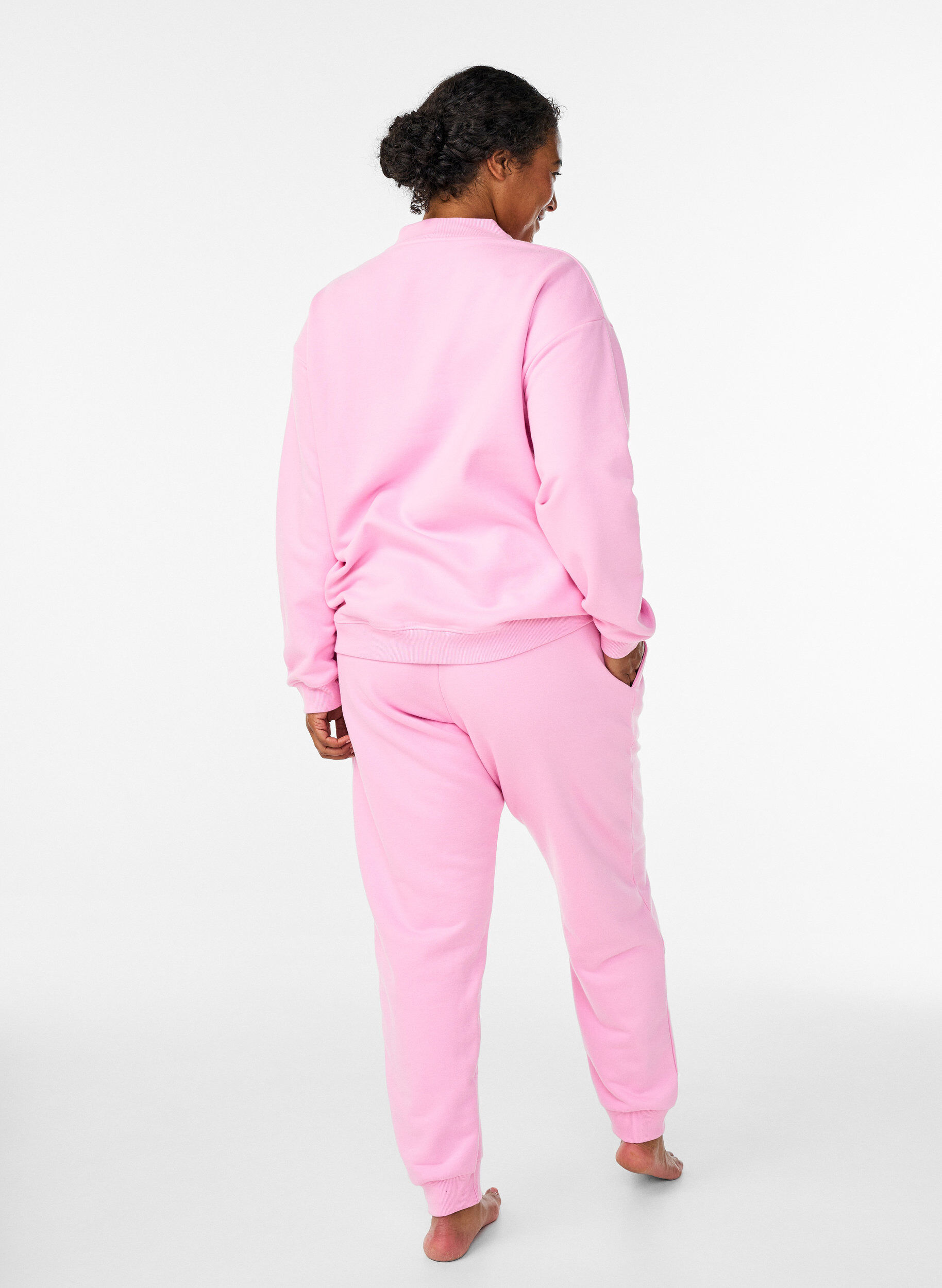 Zizzi Hochtaillierte Jogginghose, Pink, Model image number 1