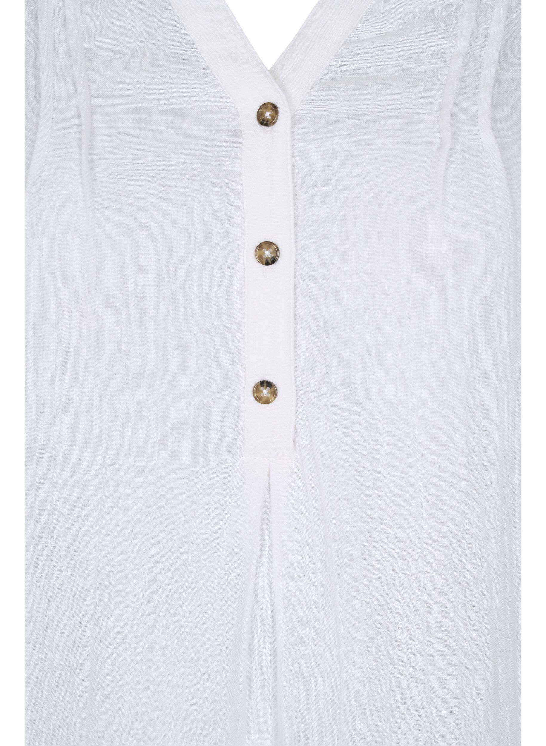 Zizzi Baumwollkleid mit 3/4-&Auml;rmeln, Bright White, Packshot image number 2