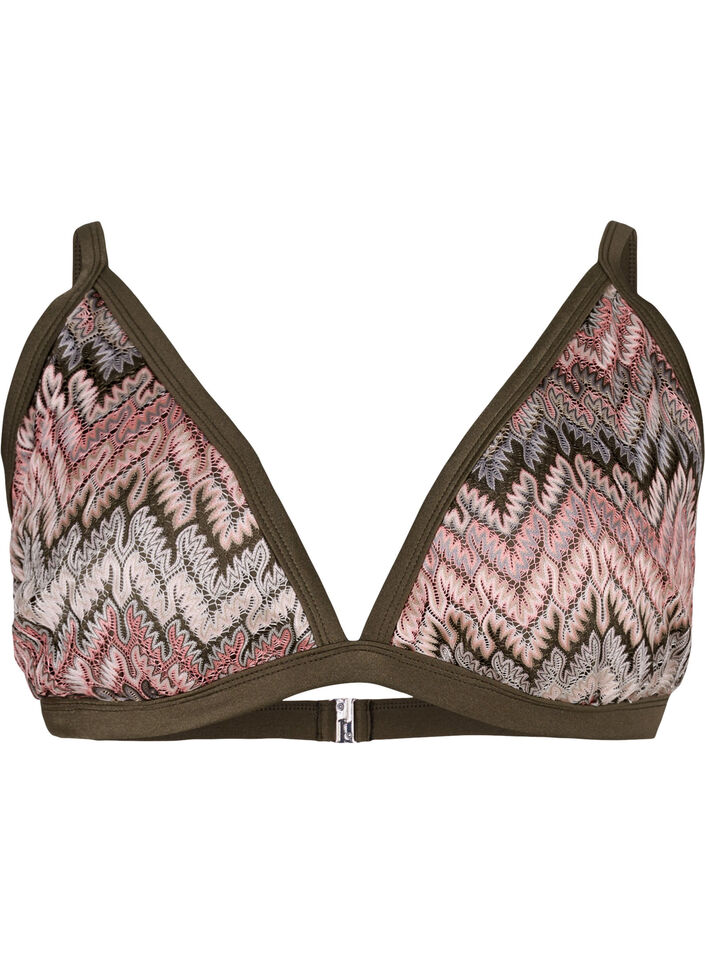 Gemustertes triangle bikini top, Beech AOP, Packshot image number 0