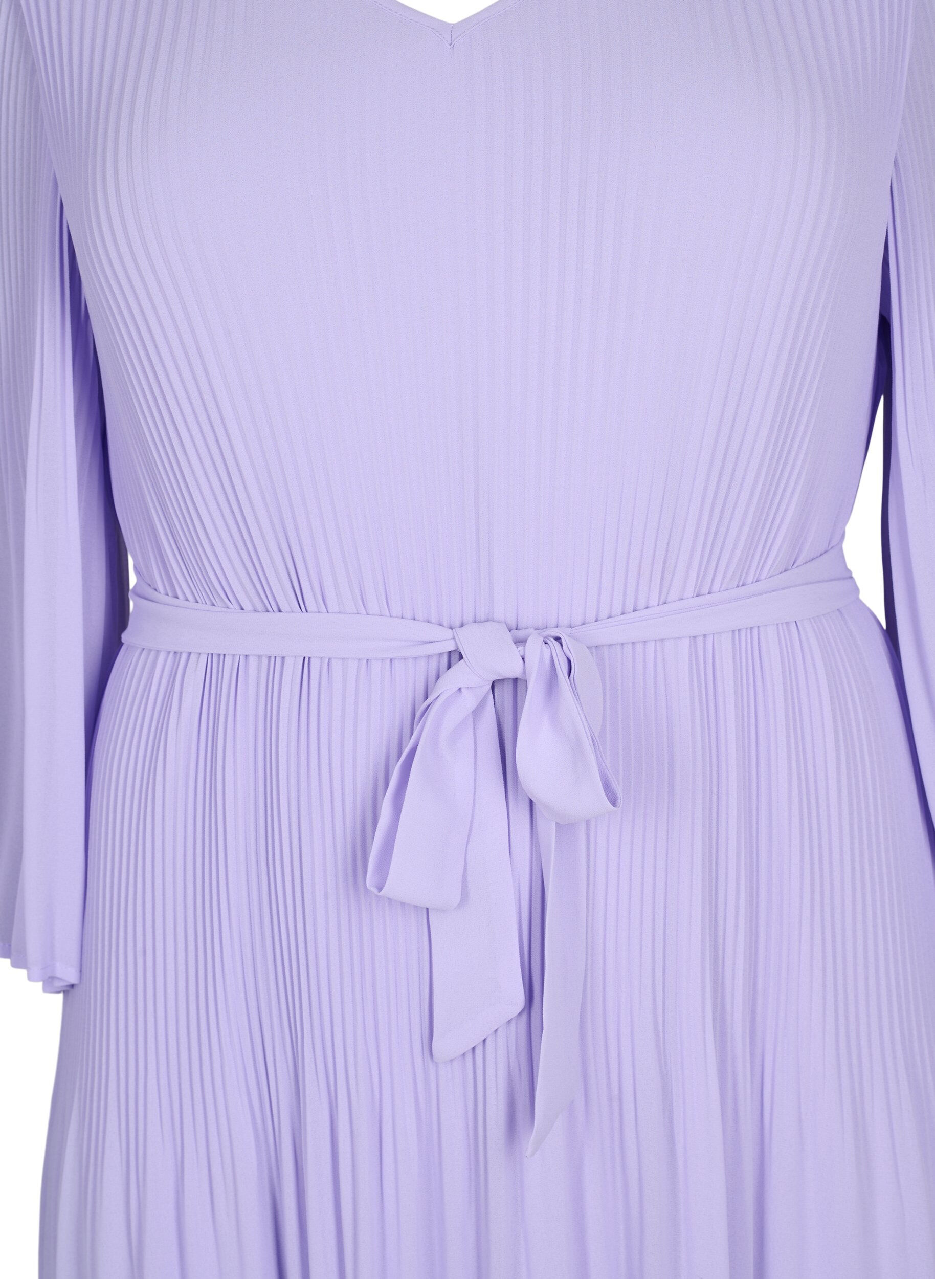 Zizzi Plissiertes Kleid mit 3/4-&Auml;rmeln, Lavender, Packshot image number 2