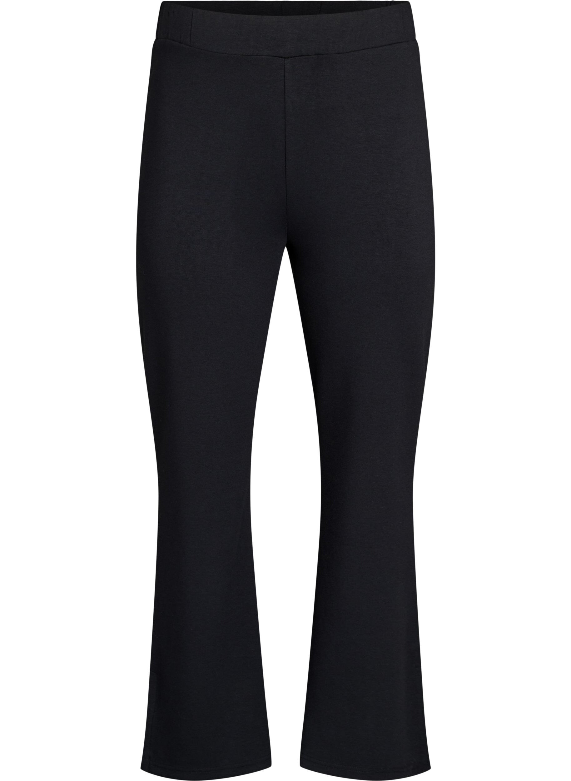 Zizzi Pantalon flare en jersey &agrave; taille haute et fentes, Noir, Packshot image number 0
