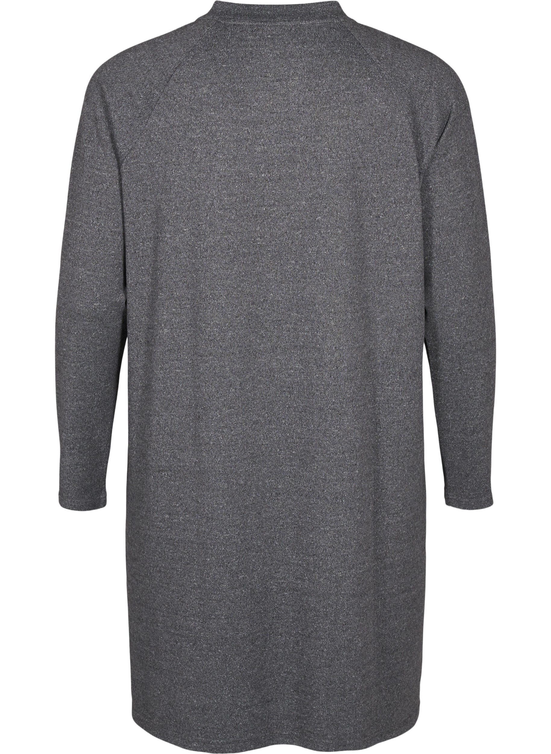 Zizzi Robe en jersey avec boutons, Dark Grey Melange, Packshot image number 1