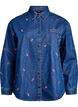 Chemise en denim avec des fraises brodées, Bleu, Packshot image number 0