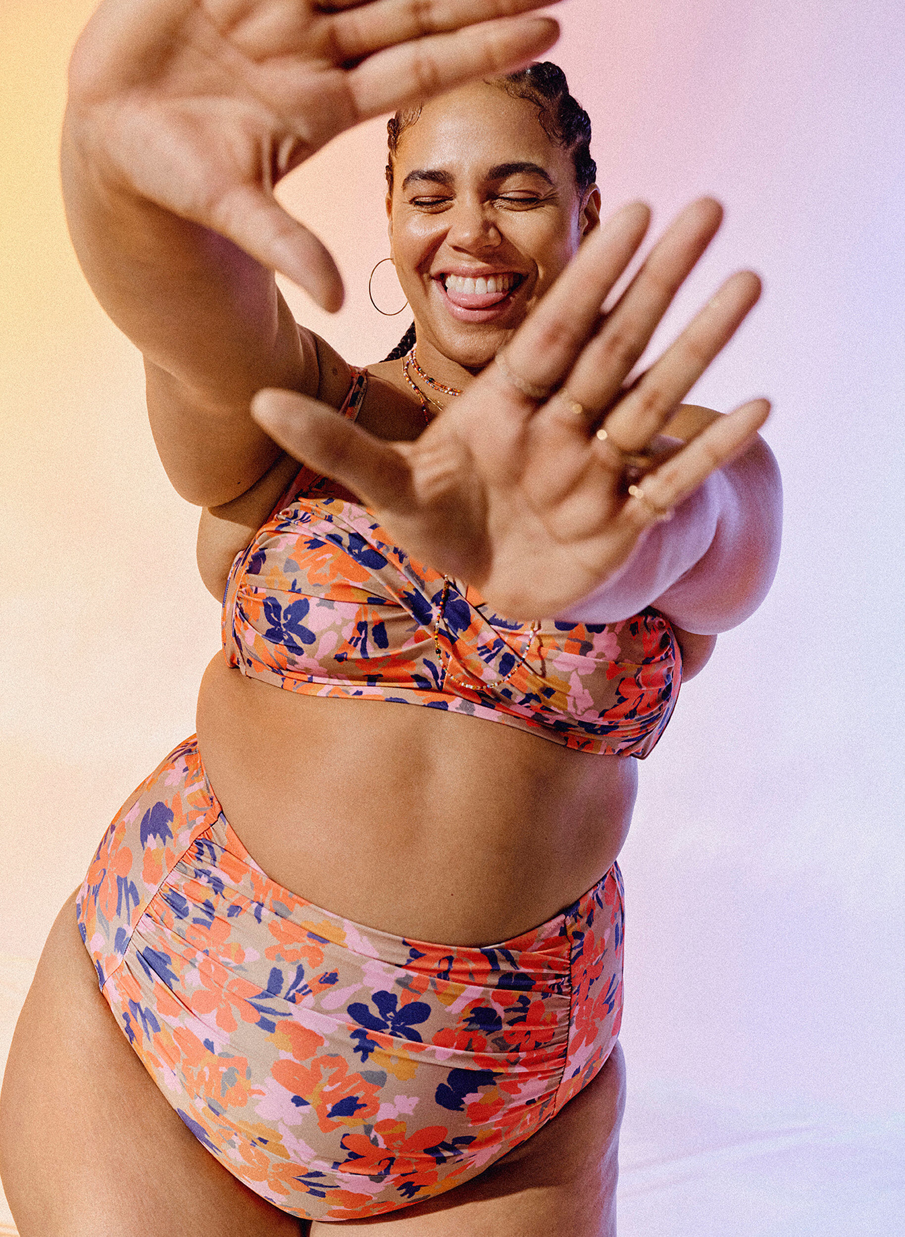 Zizzi Extra hoch taillierte Bikini-Hose mit Print, Gelb, Image image number 0