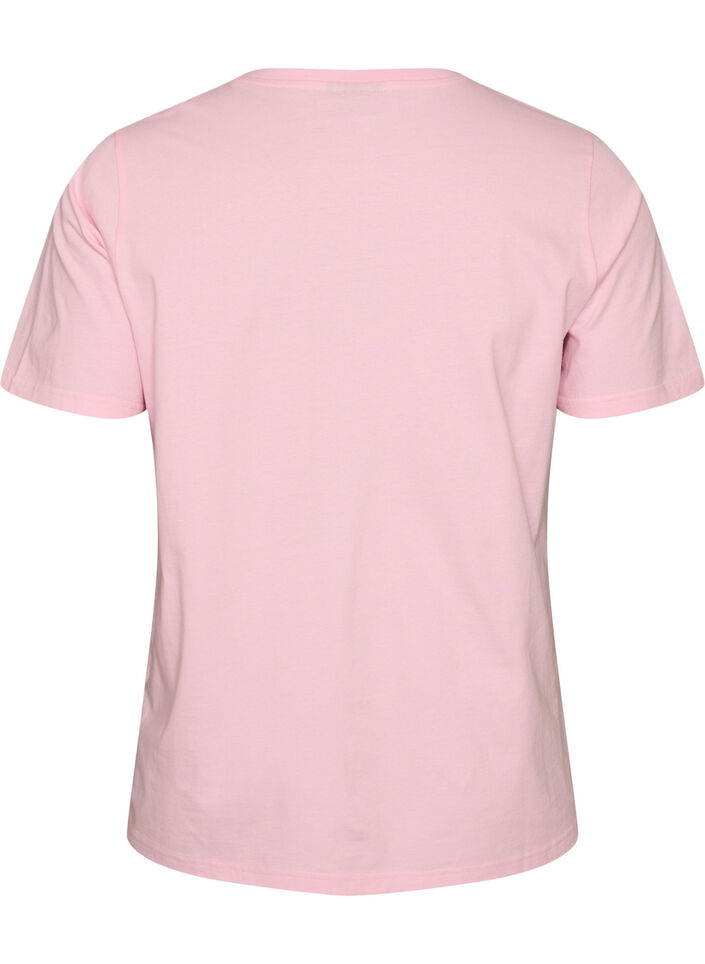 T-shirt en coton bio avec imprim&eacute; sur le devant, Rose, Packshot image number 1
