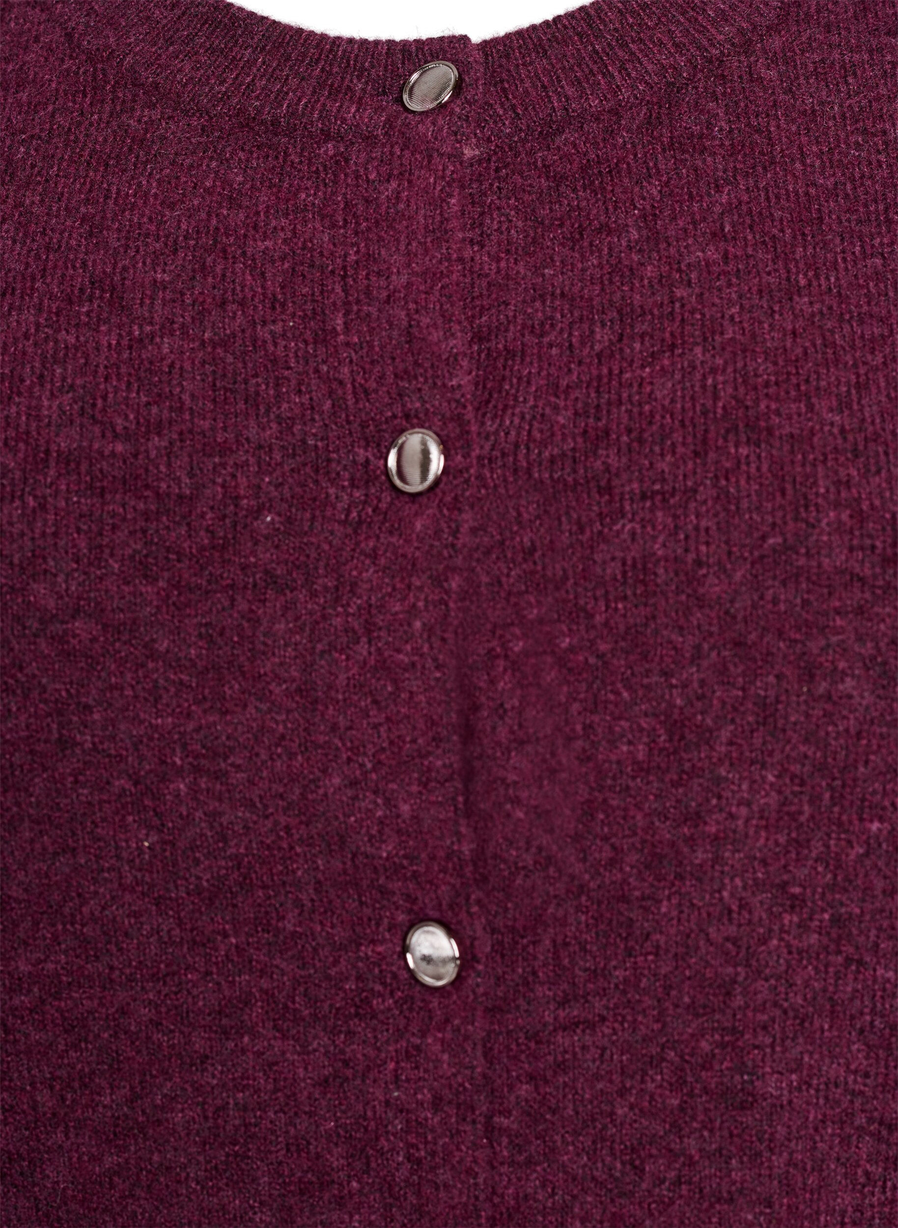 Zizzi Strickjacke mit kurzen &Auml;rmeln, Dunkles Bordeaux, Packshot image number 2