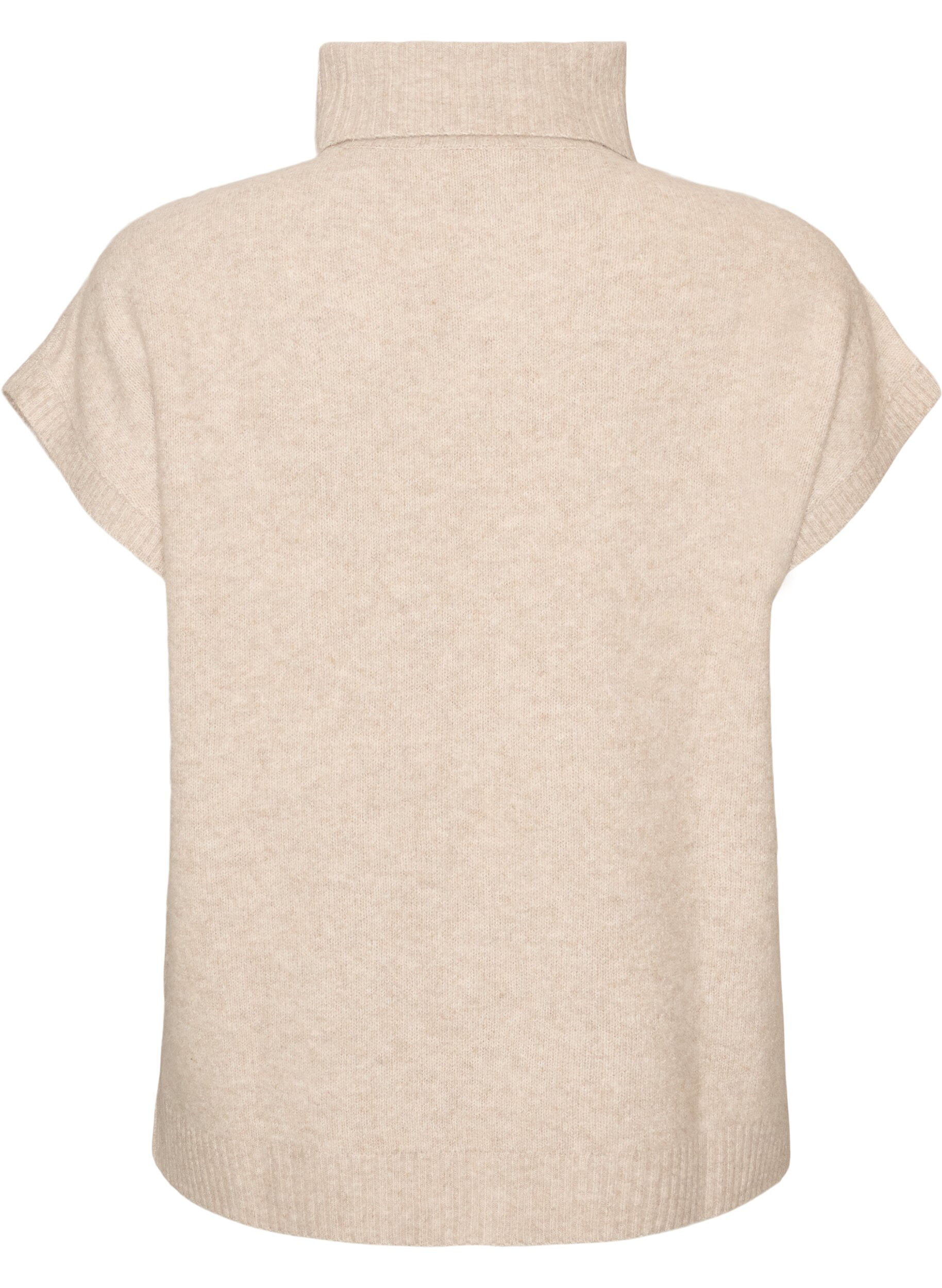 ZizziStrickweste mit Rollkragen und Zopfmuster, Beige, Packshot image number 1