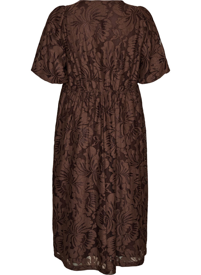 Robe midi en jacquard floral, Marron, Packshot image number 1