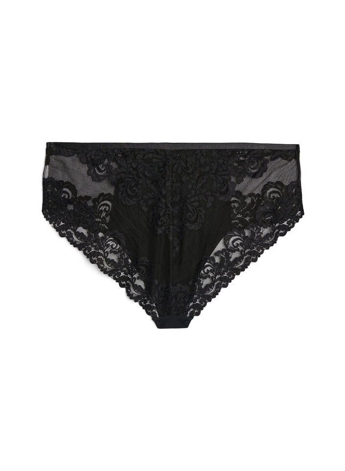 Hipster-Slip aus Spitze mit Crossover-Detail, Schwarz, Packshot image number 1