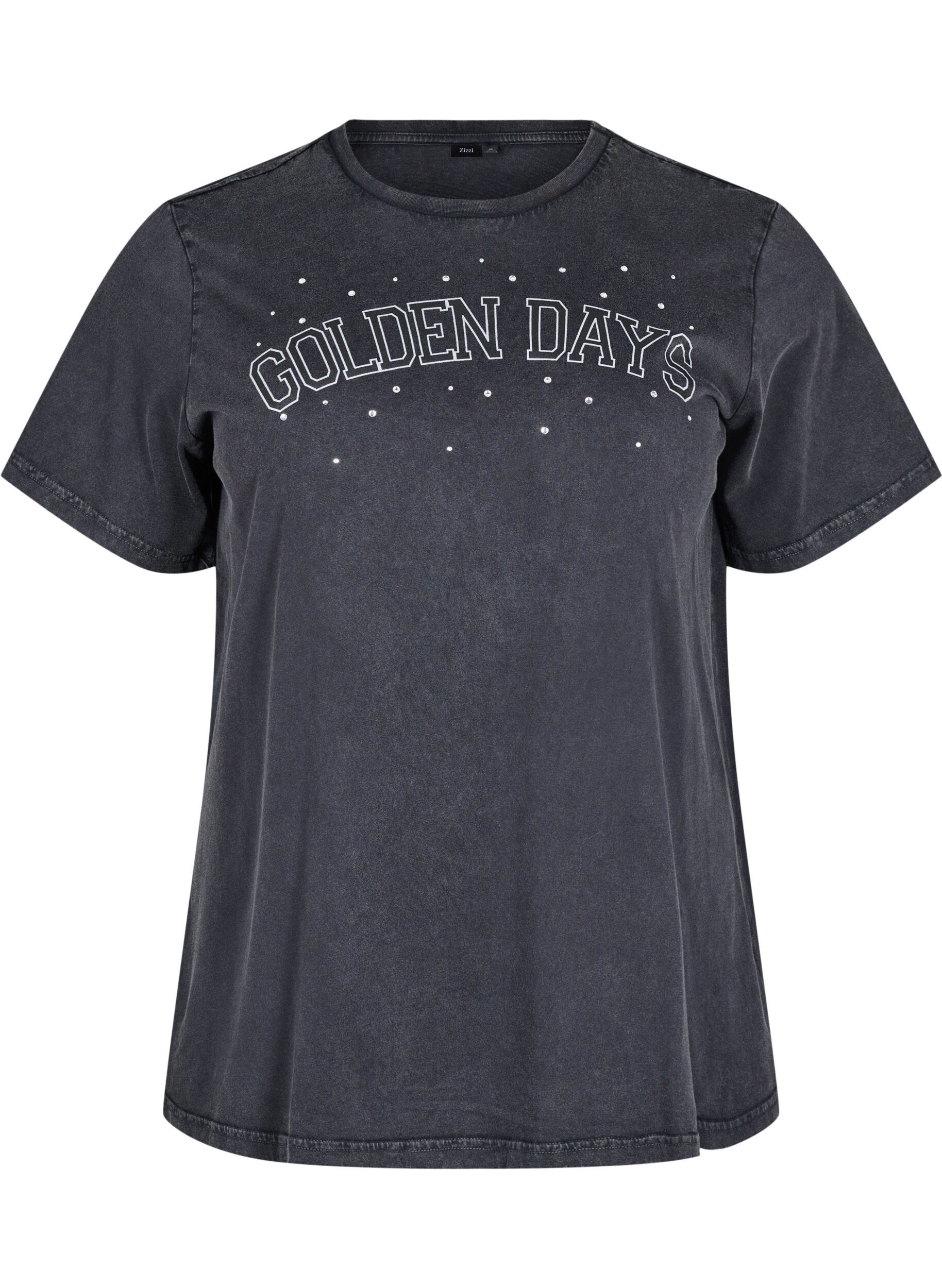 Zizzi T-Shirt aus Bio-Baumwolle mit Grafikprint, Grau, Packshot image number 0