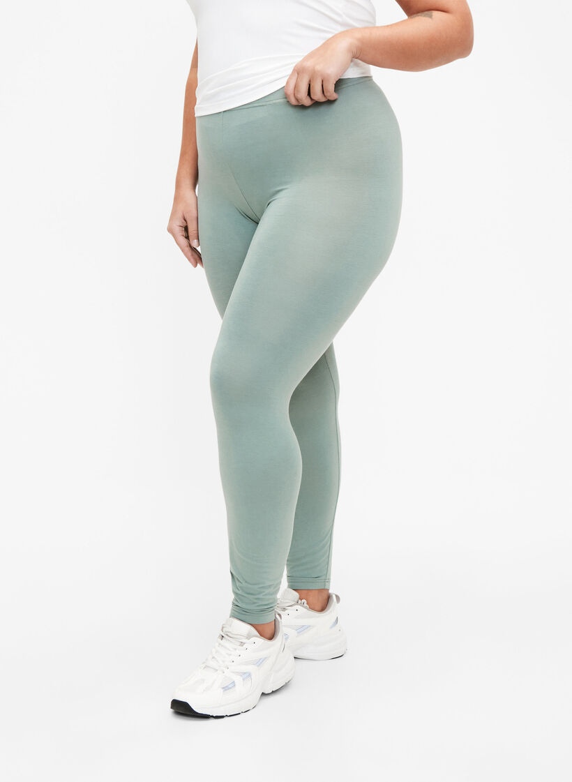 Leggings basiques en viscose, Vert, Model image number 0