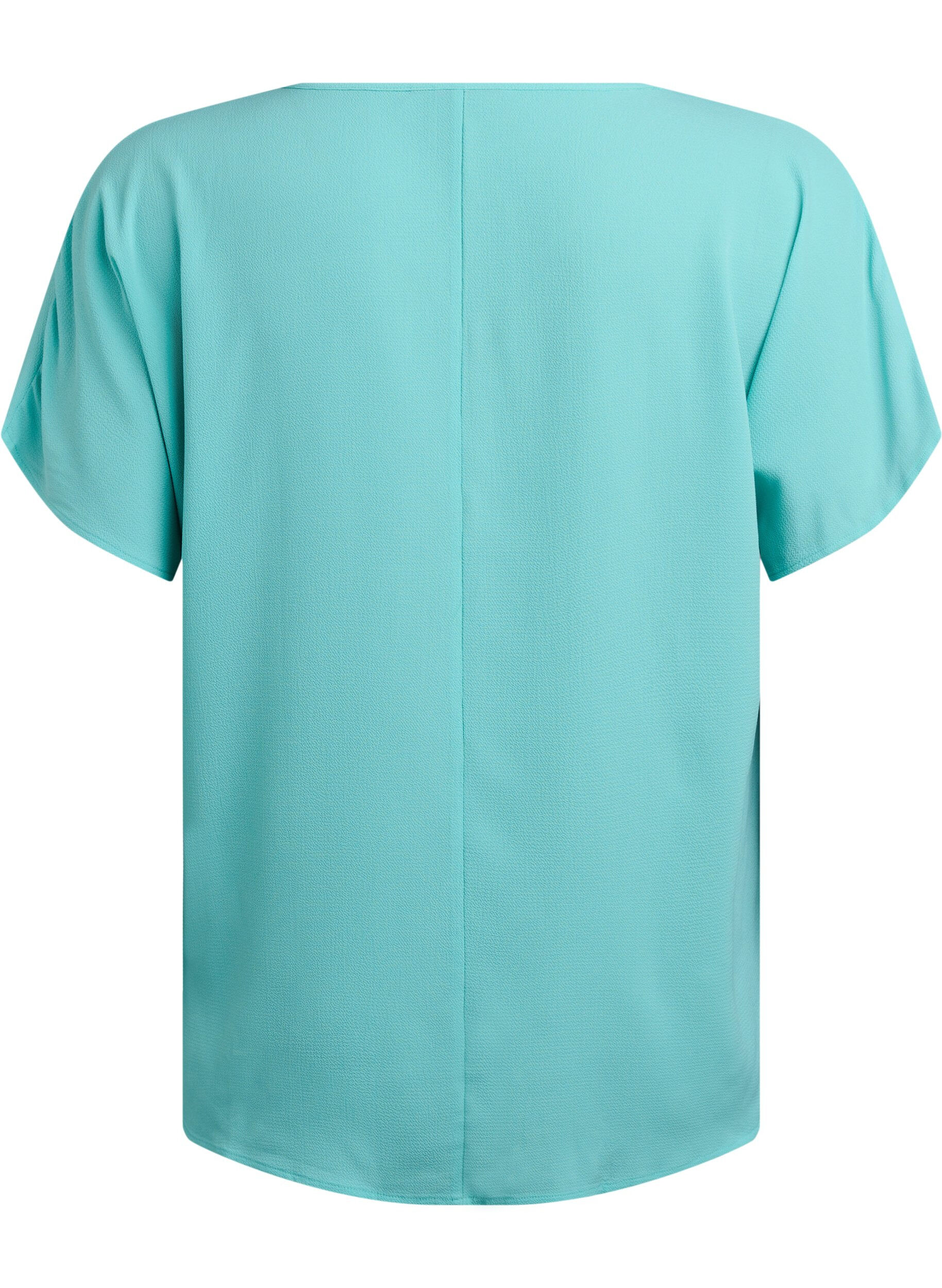 ZizziBluse mit kurzen &Auml;rmeln und Rundhalsausschnitt, Blau, Packshot image number 1