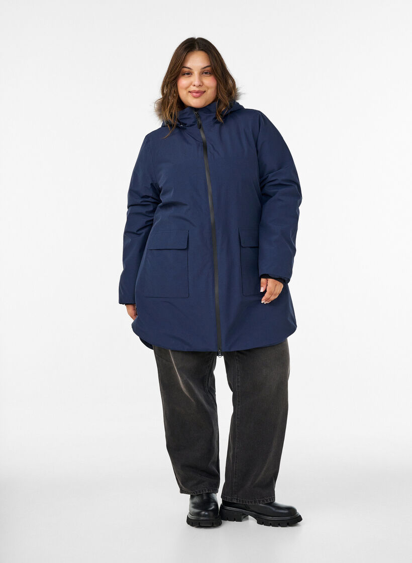 Parka imperm&eacute;able &agrave; capuche, Bleu, Model image number 1