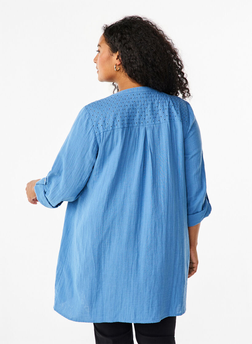 Tunique en coton avec broderie anglaise, Riverside, Model image number 1