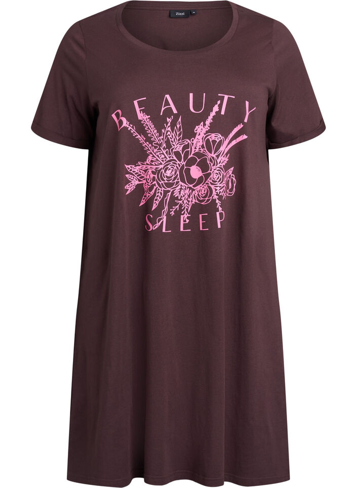 Kurz&auml;rmeliges Nachthemd aus Bio-Baumwolle, Braun, Packshot image number 0