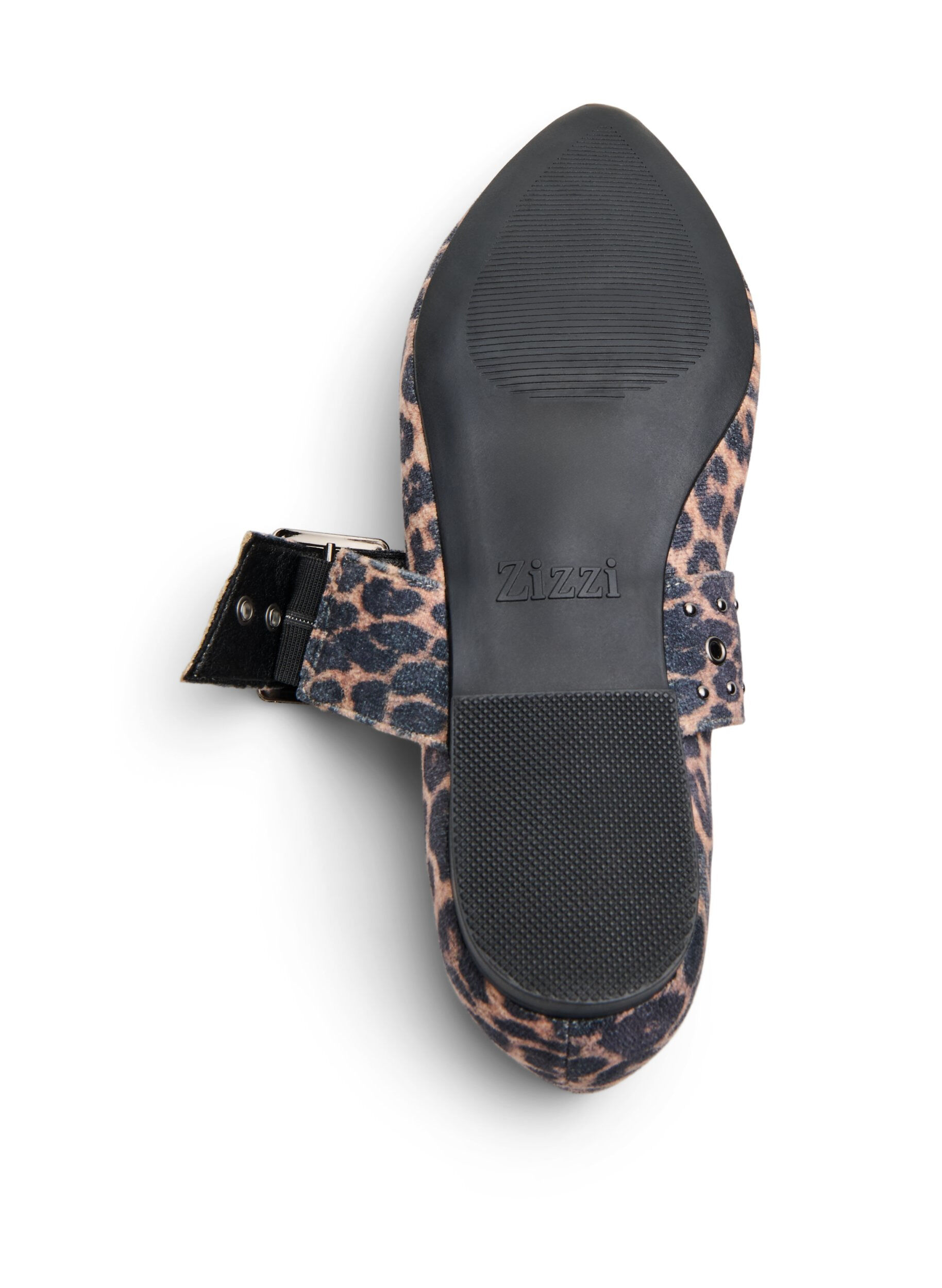 Zizzi Extra-Weite - Leopardprint Ballerina mit Schnalle und Nieten, Braun, Packshot image number 5