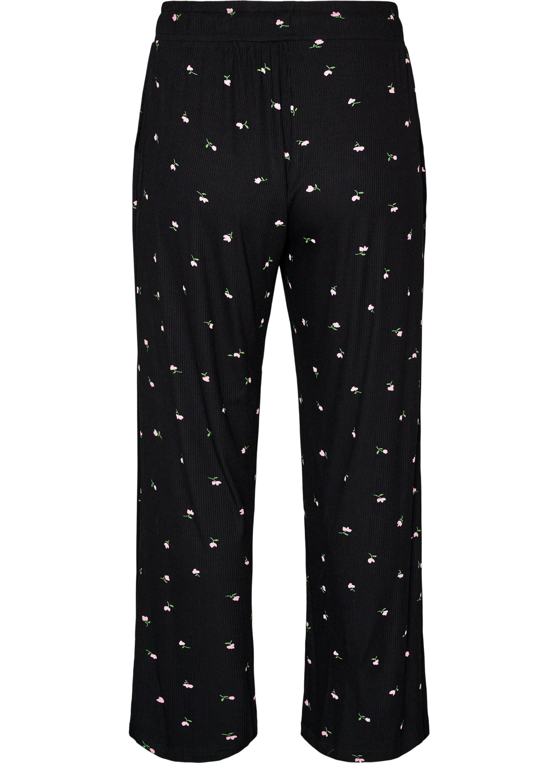 ZizziBas de pyjama c&ocirc;tel&eacute; &agrave; imprim&eacute; floral, Noir, Packshot image number 1