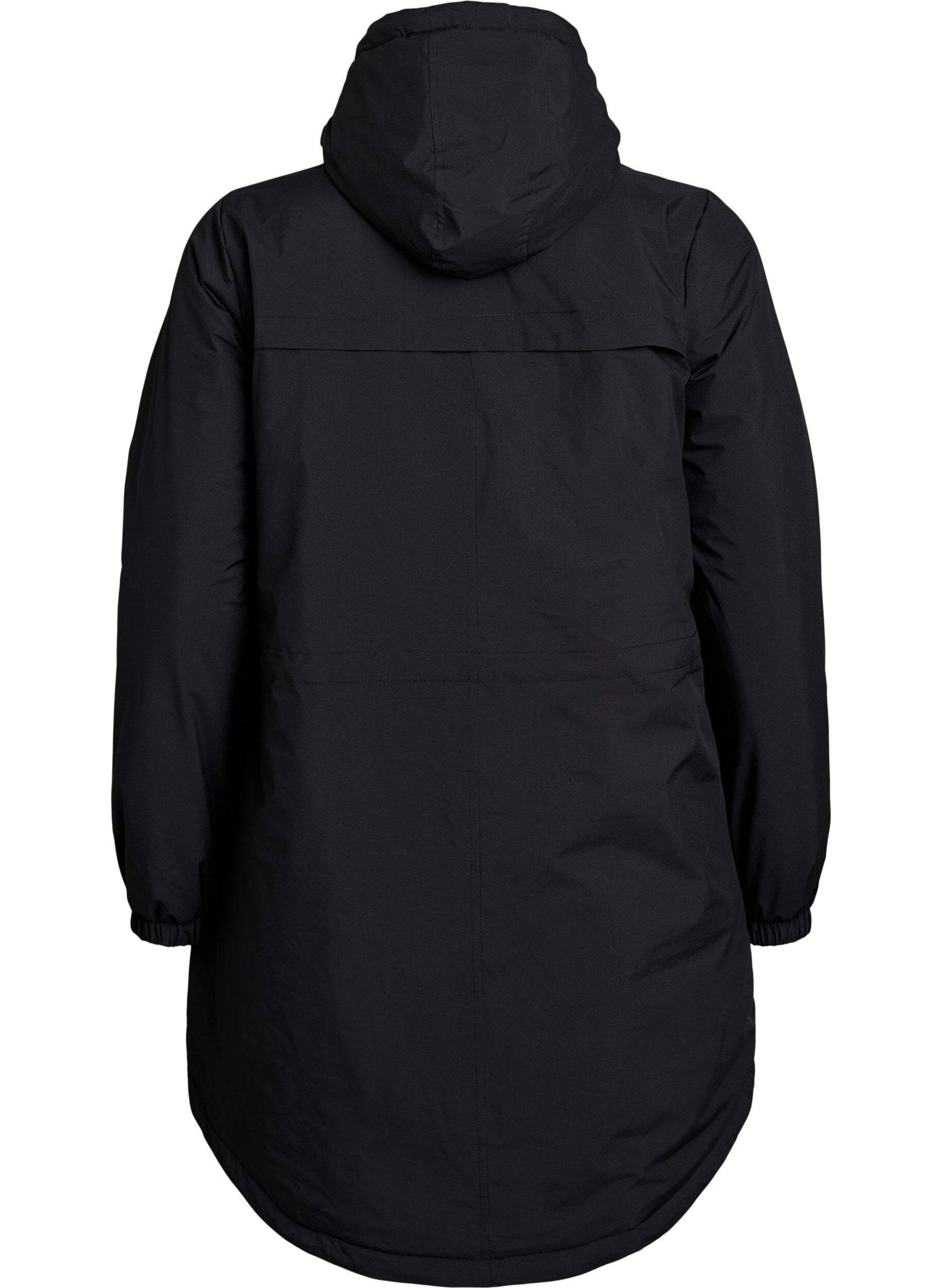 Zizzi Leichter gepolsterter Parka mit Kapuze, Schwarz, Packshot image number 1