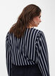 Blouse avec col en V et imprimé, Maritime Blue Stripe, Model image number 1