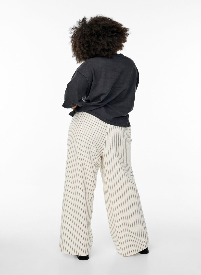 Lockere Hose mit hohem Bund und Taschen, Vanille, Model image number 1