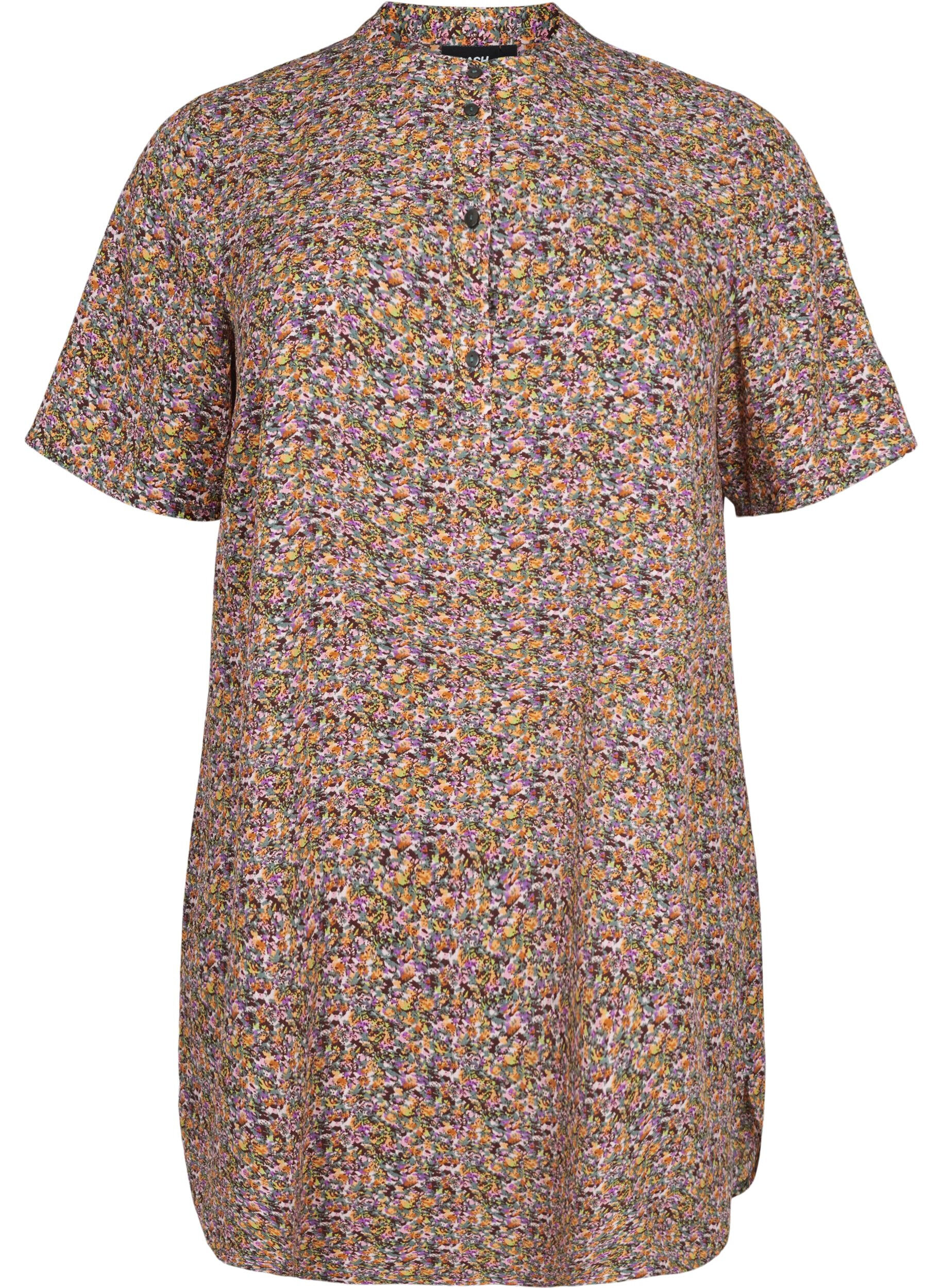 Zizzi FLASH - Tunique florale &agrave; manches courtes, Multi Ditsy, Packshot image number 0