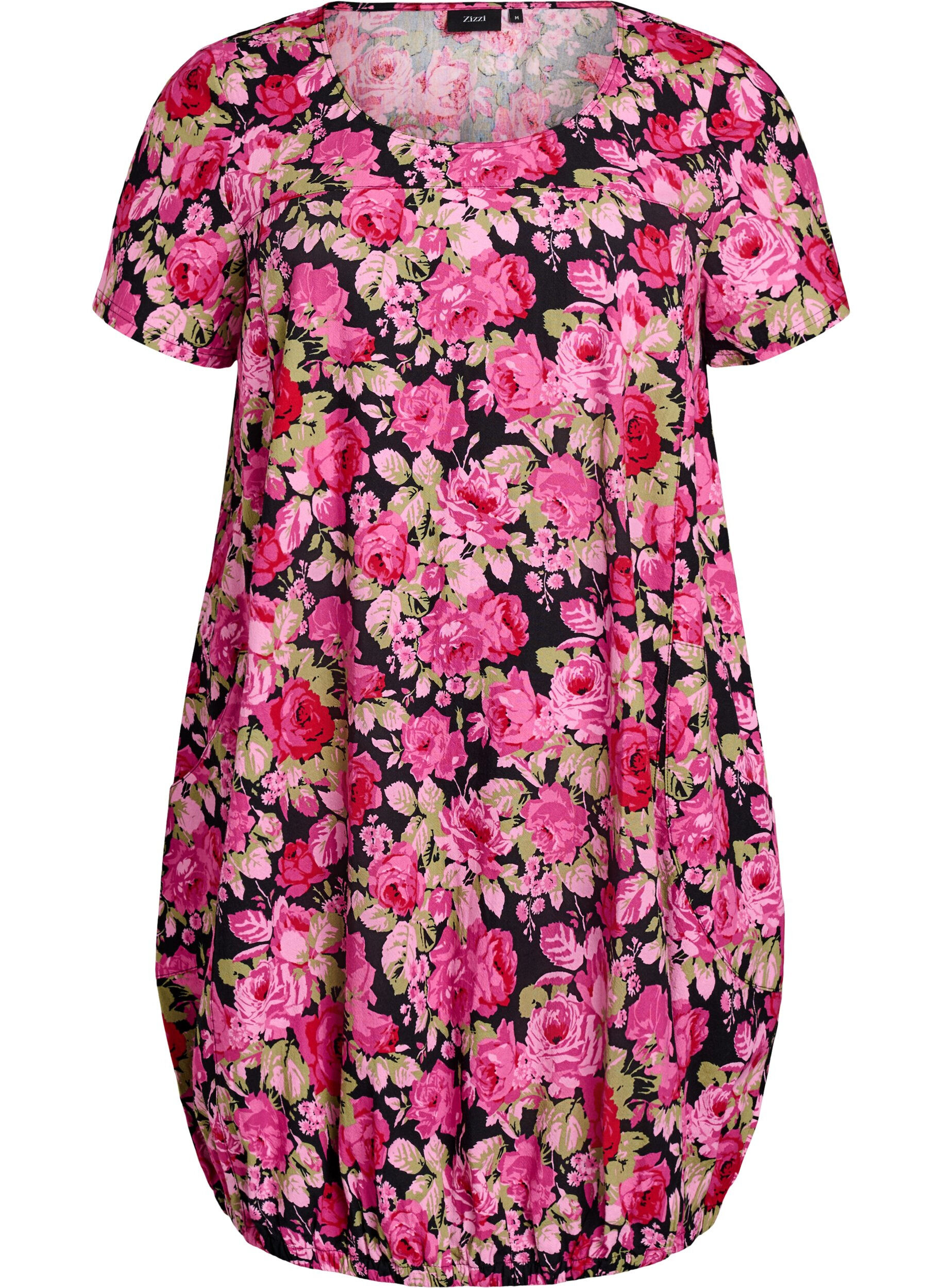 Robe en coton &agrave; manches courtes avec imprim&eacute;