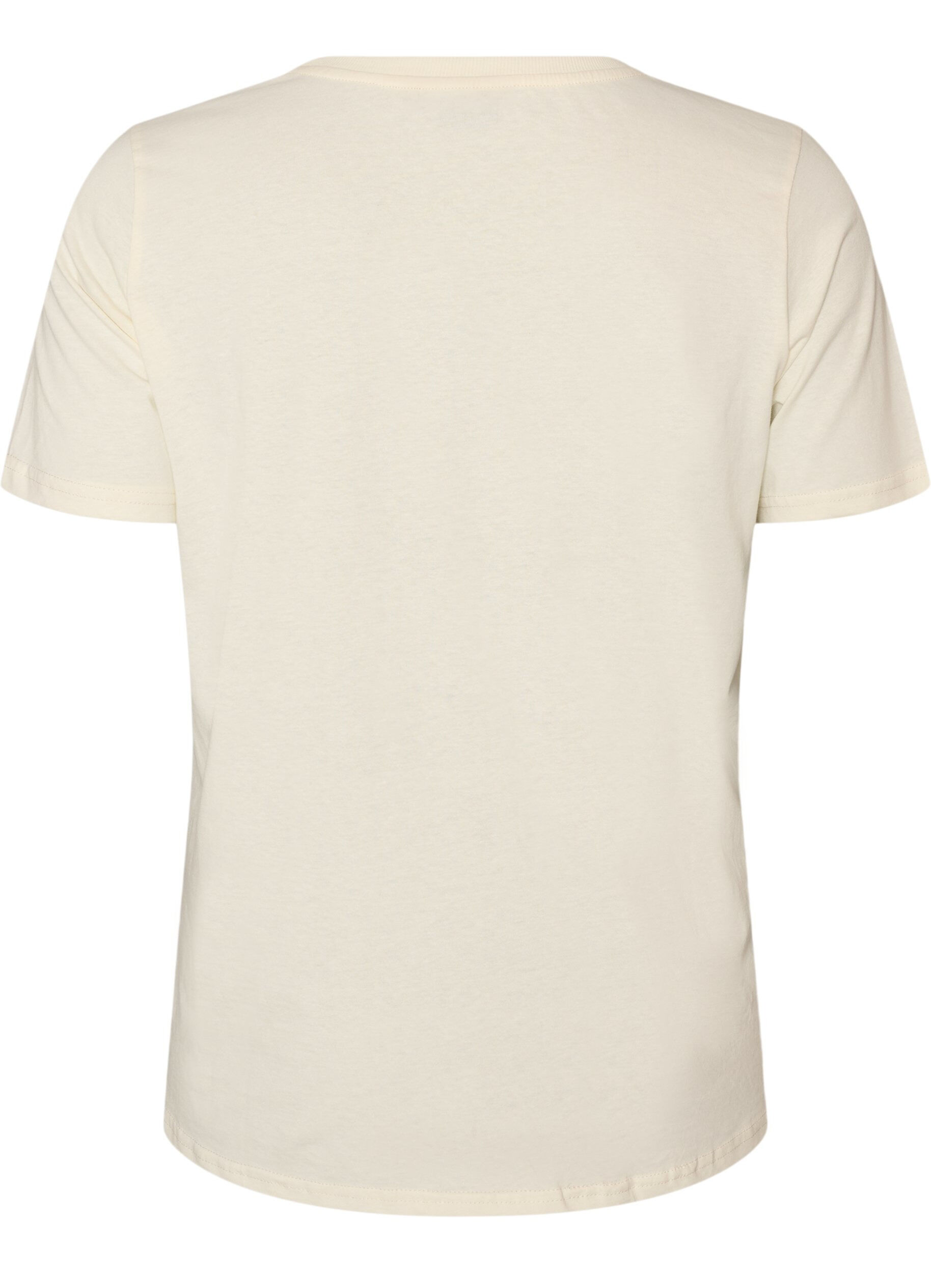 ZizziT-shirt en coton avec imprim&eacute;, Vanille, Packshot image number 1