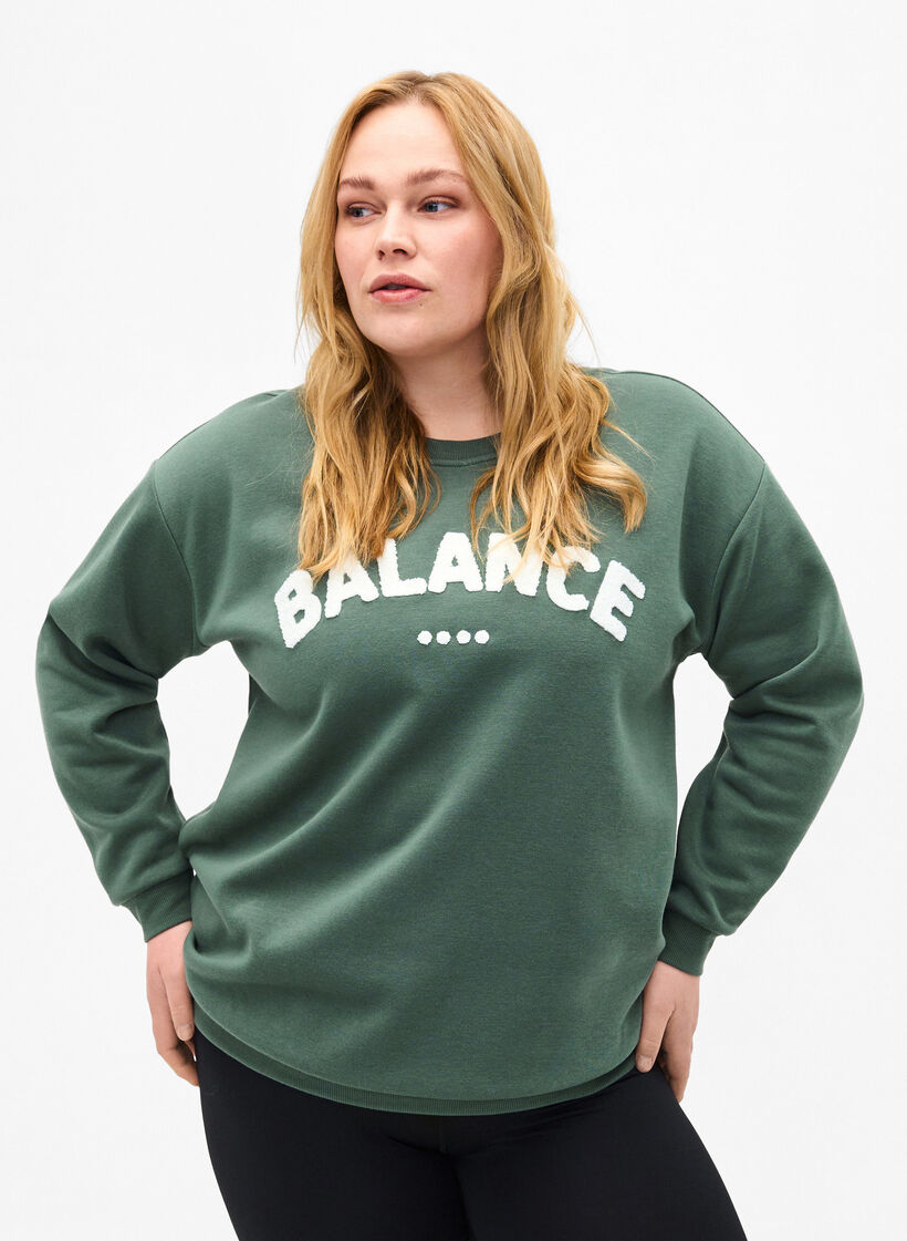 Sweatshirt mit Frottee-Schriftzug, Grün, Model image number 0