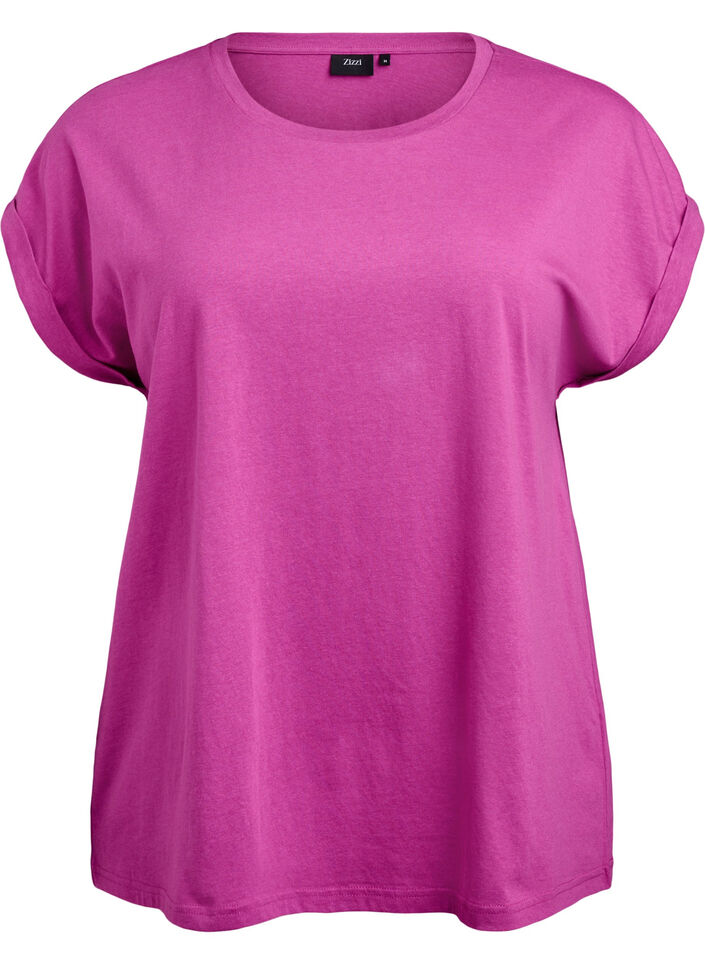 T-shirt &agrave; manches courtes en m&eacute;lange de coton, Violet, Packshot image number 0