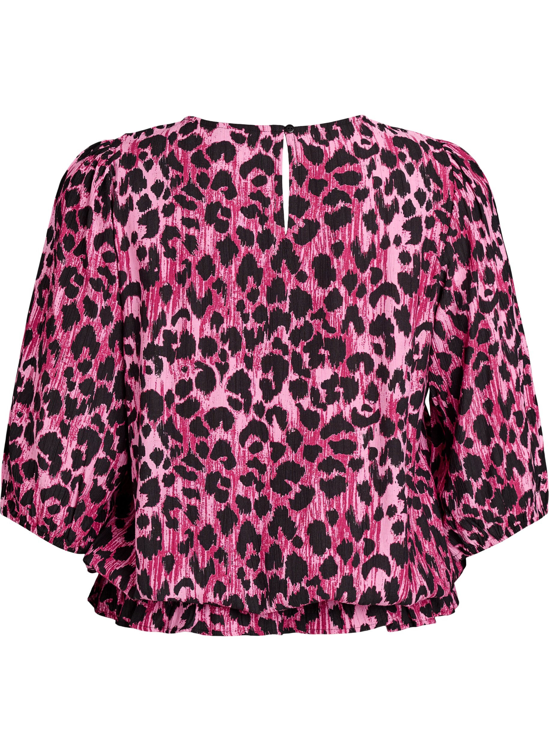 Zizzi Viskosebluse mit 3/4-&Auml;rmeln und Balloneffekt, Pink, Packshot image number 1