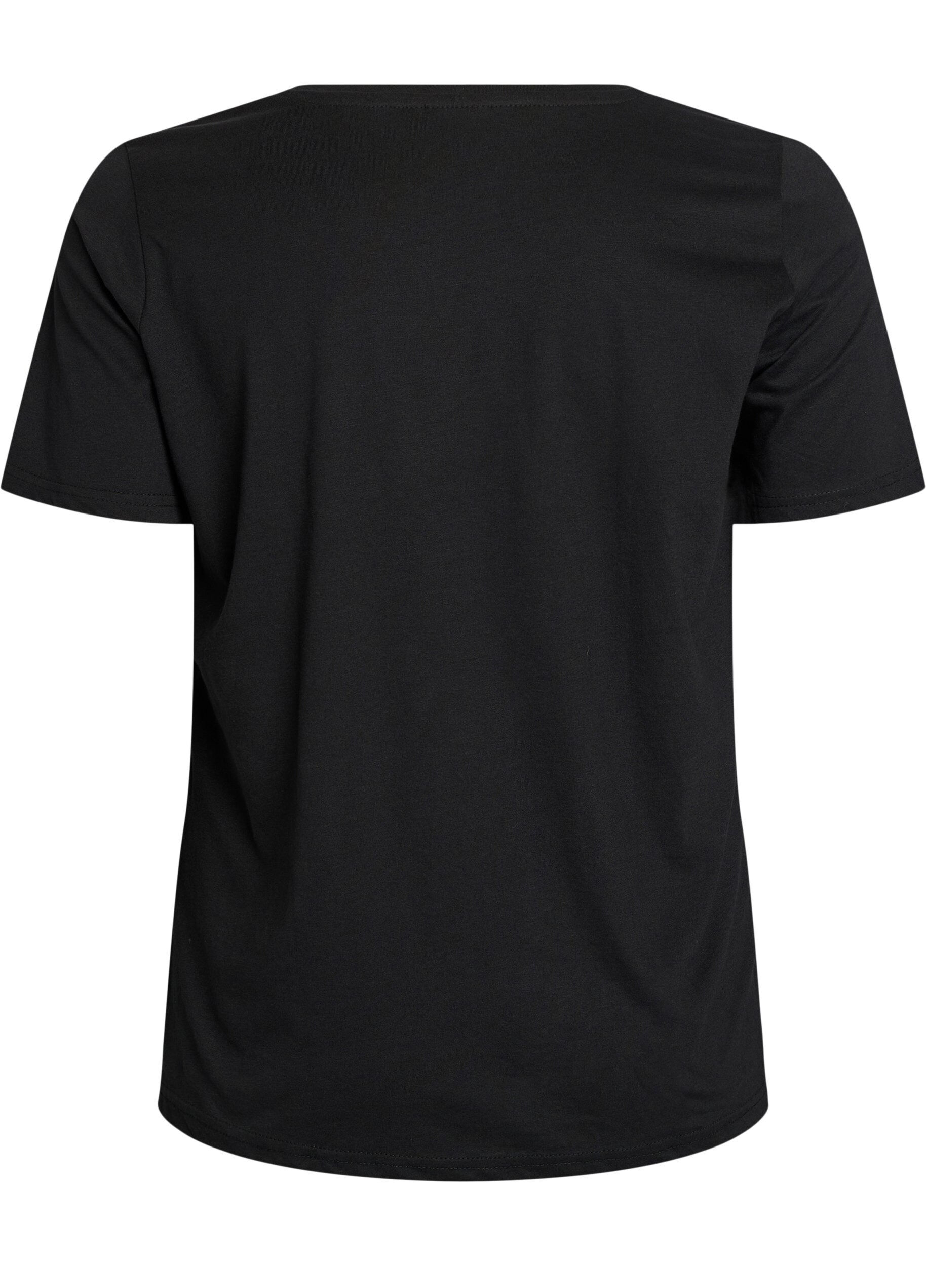 Zizzi T-shirt imprim&eacute;, Noir, Packshot image number 1