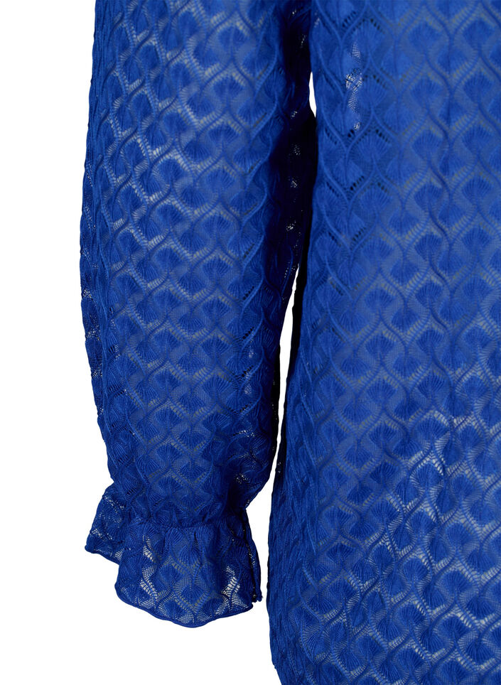  Blouse &agrave; manches longues avec texture &agrave; motifs, Deep Ultramarine, Packshot image number 3