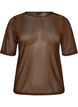 Top en maille avec manches courtes et col rond, Marron, Packshot image number 0