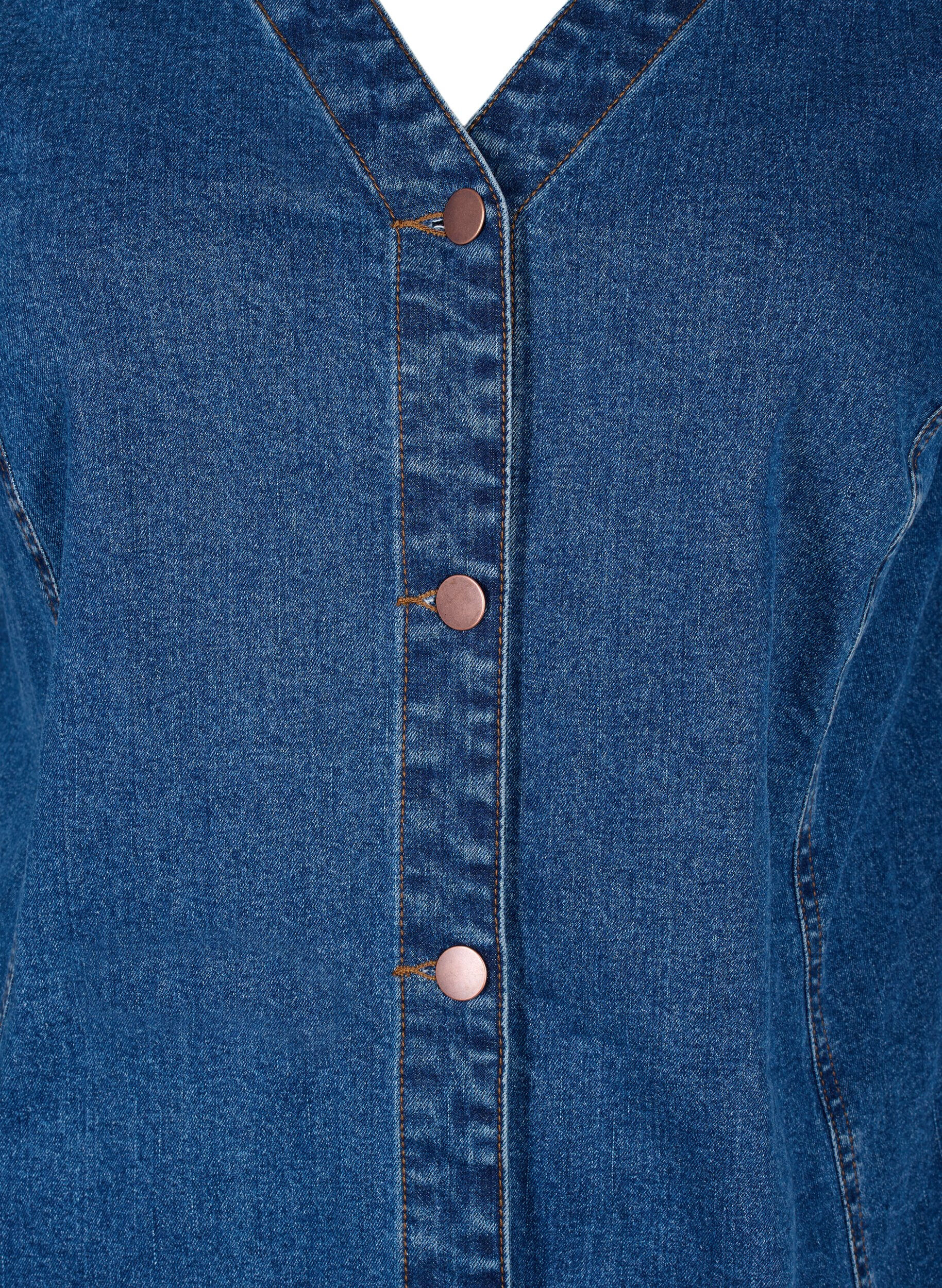 Zizzi Kurzes Jeanskleid mit V-Ausschnitt, Blau, Packshot image number 2