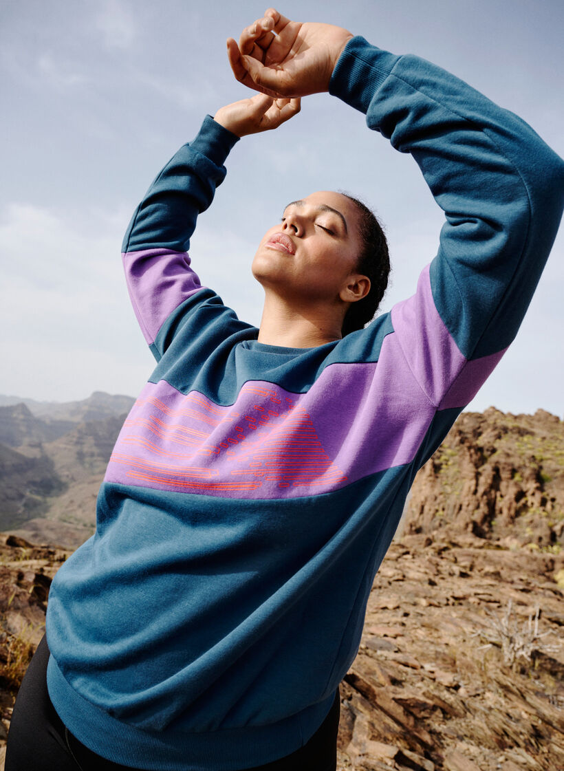Sweat-shirt à imprimé sportif, Blue Wing Teal Comb, Image image number 0