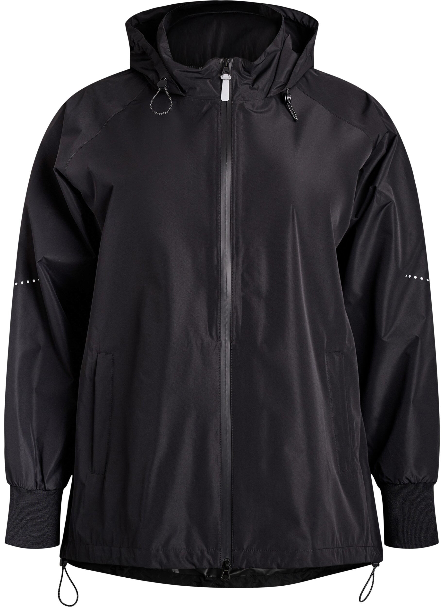 Zizzi Regenjacke mit reflektierenden Details, Schwarz, Packshot image number 0