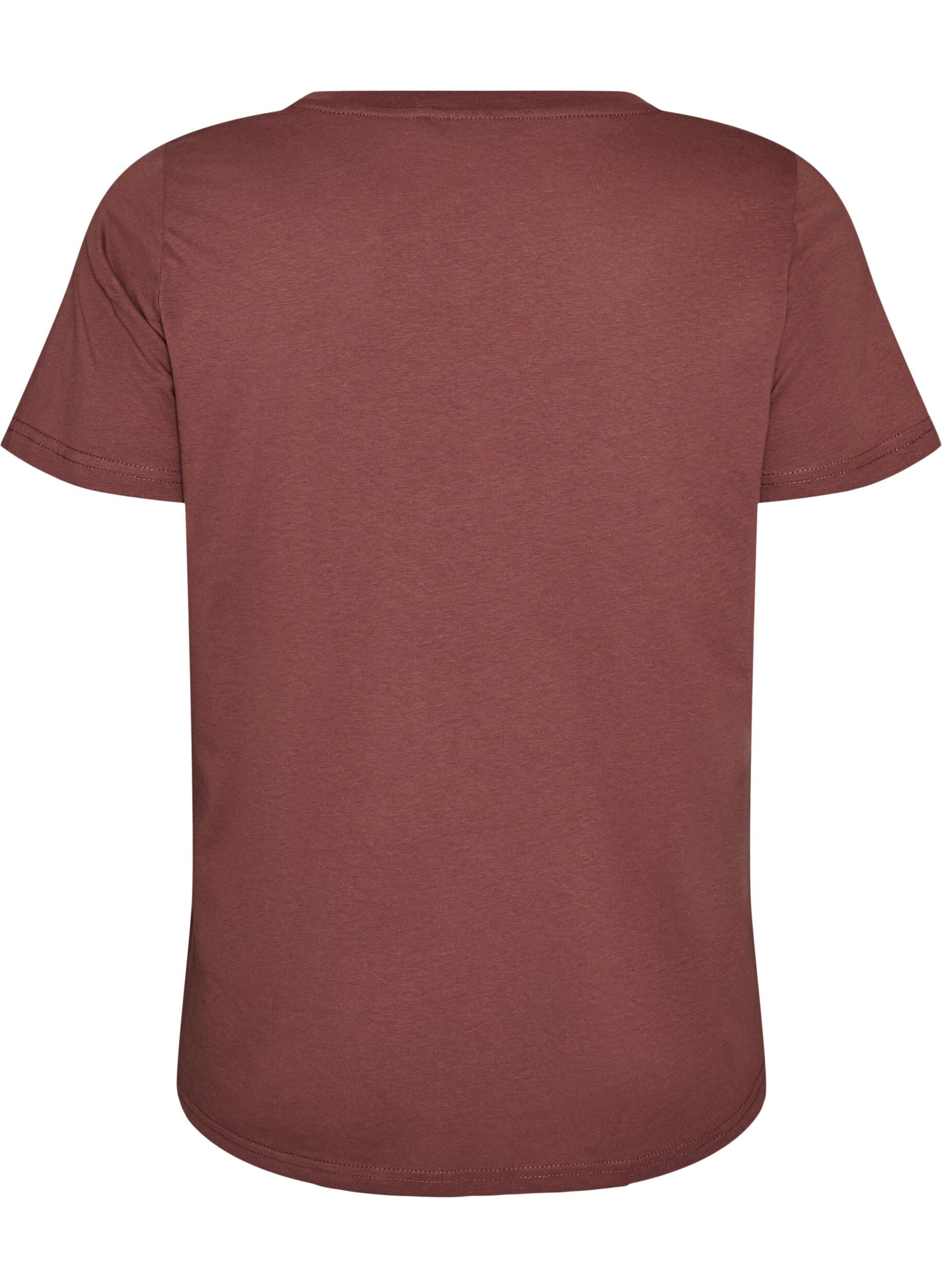 ZizziT-shirt en coton avec imprim&eacute; sur le devant et col en V, Rose poudr&eacute;e, Packshot image number 1