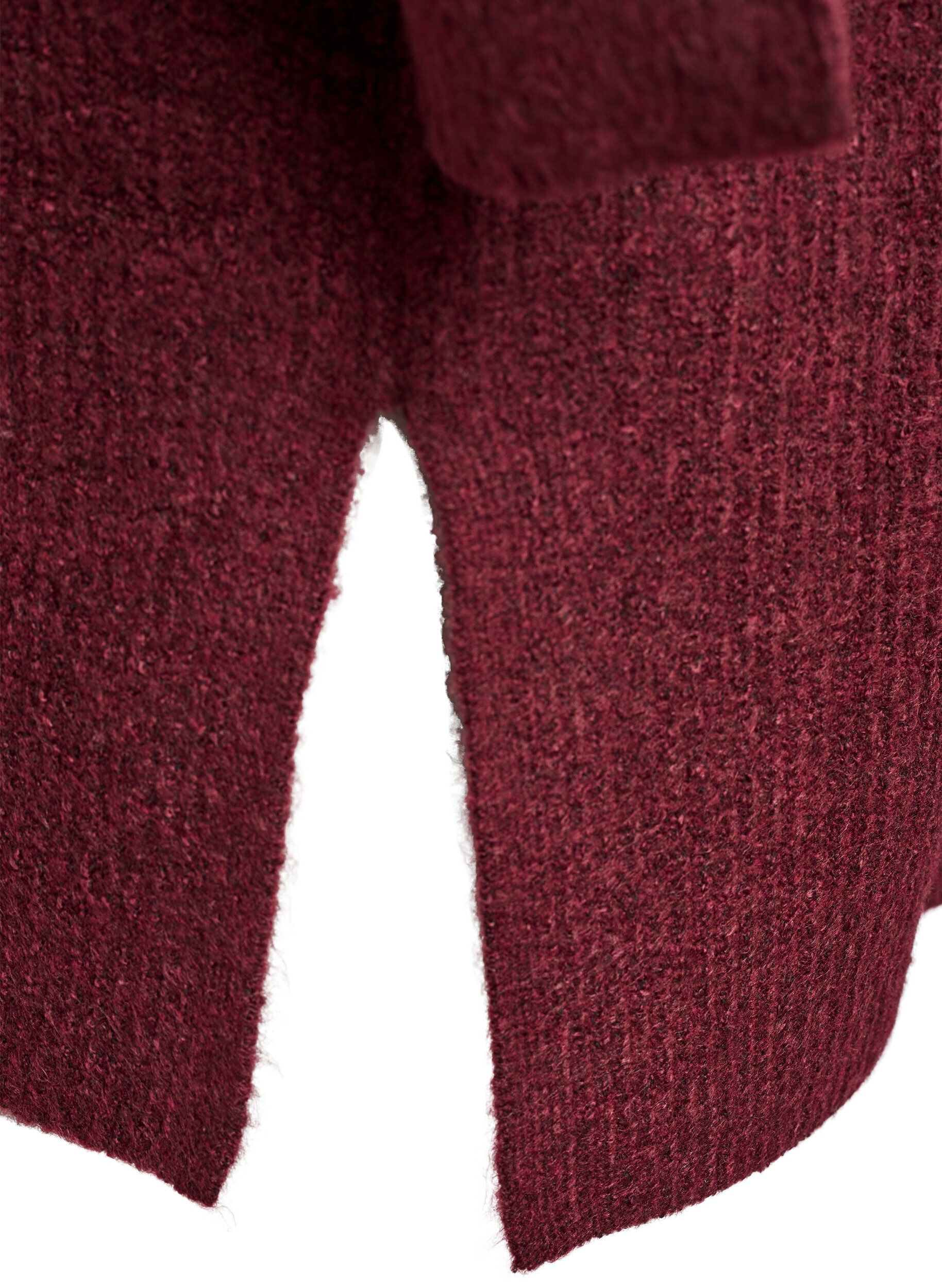 Zizzi Cardigan long c&ocirc;tel&eacute; sans fermeture, Bordeaux, Packshot image number 3