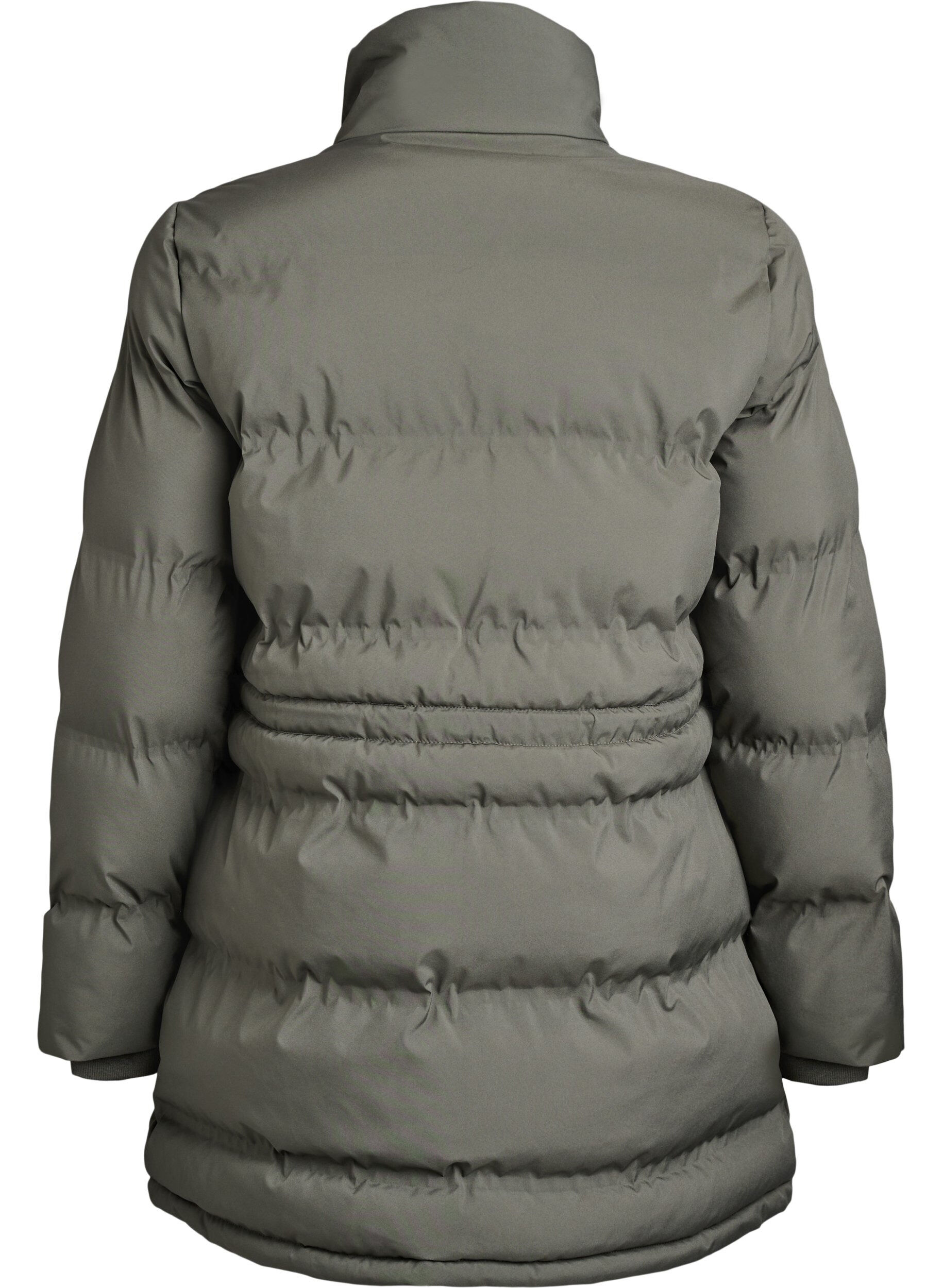 Zizzi Mittellange Pufferjacke mit verstellbarer Taille, Grau, Packshot image number 1