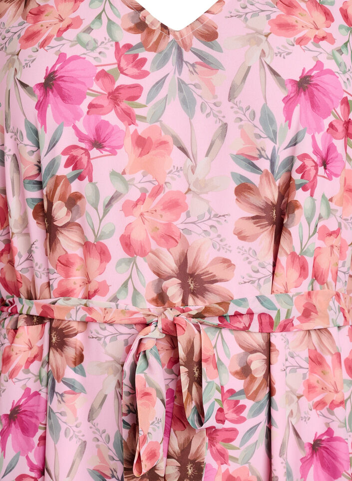 Maxikleid aus Chiffon mit V-Ausschnitt und R&uuml;schensaum, , Packshot image number 2